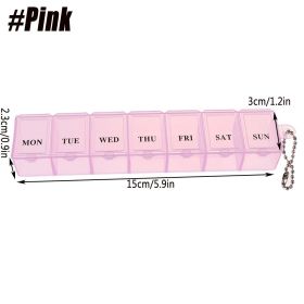1PCS Small Weekly Pill Organizer 7 Days,Pocket Daily Pill Case, Daily Planner, Pill Box for Pills/Vitamin/Fish Oil/Supplements (Color: Pink)