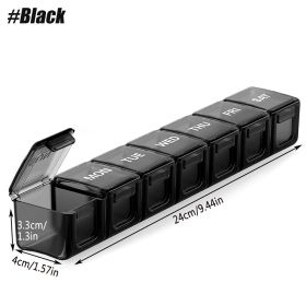 1PCS Small Weekly Pill Organizer 7 Days,Pocket Daily Pill Case, Daily Planner, Pill Box for Pills/Vitamin/Fish Oil/Supplements (Color: Black)
