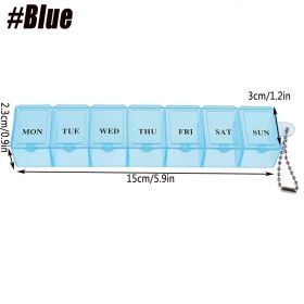 1PCS Small Weekly Pill Organizer 7 Days,Pocket Daily Pill Case, Daily Planner, Pill Box for Pills/Vitamin/Fish Oil/Supplements (Color: Blue)